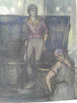 Kohleschlepperinnen in der Borinage, um 1914;