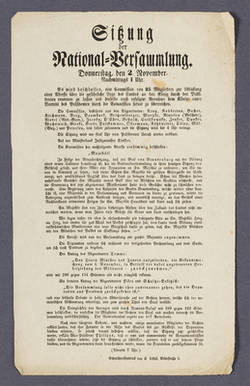 "Sitzung der National-Versammlung. Donnerstag, den 2. November 1848. Nachmittags 1 Uhr." - Bericht