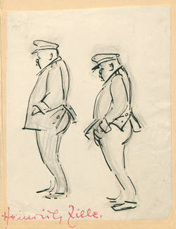 2 Skizzen eines Mannes in Uniform