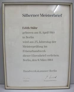 Auszeichnung zum 25-jährigen Meisterjubiläum von Edith Stähr