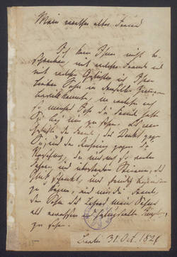 Brief des Arztes Christoph Wilhelm Hufeland an einen seiner Lehrer ;