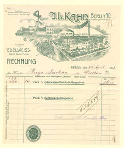 Brief - Rechnung von Firma J.LS. Kahn an Hugo Surkau in Drebkau