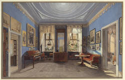 Wohnzimmer des Verlegers und Malers in seinem 1827 erworbenen Wohnhaus Französische Straße 43