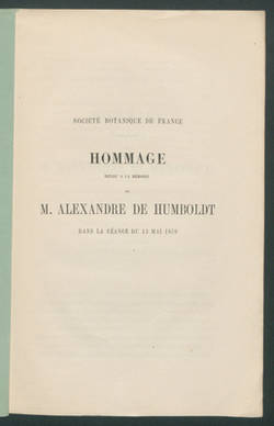 Hommage rendu à la mémoire de M. Alexandre de Humboldt: Extrait du procès-verbal de la séance du 13 mai 1859