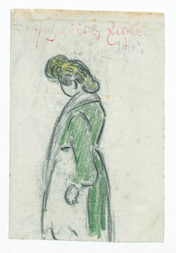Skizze einer Frau im grünen Kleid