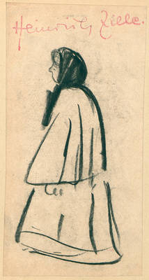 Frau mit Kopftuch und Umhang, Profil