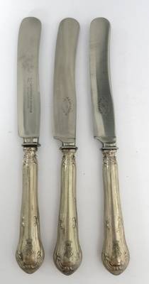 3 Messer mit Silbergriffen