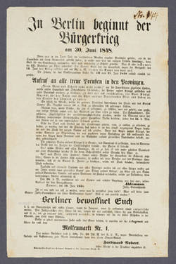 "In Berlin beginnt der Bürgerkrieg am 30. Juni 1848." - Aufruf