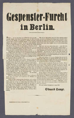 "Gespenster-Furcht in Berlin." - Flugblatt betreffend die Furcht vor der Reaktion