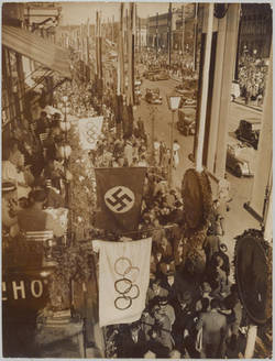 Olympia 1936. Unter den Linden im Zeichen der Olympischen Spiele 1936.