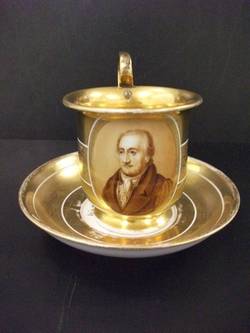 Tasse mit Unterschale, Portrait Johann Wolfgang von Goethe;