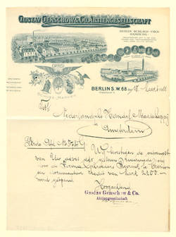Brief der Gustav Genschow & Co. Aktiengesellschaft an Niederlandische Handel in Amsterdam betr. Kreditzusage von 2.200 Mark.