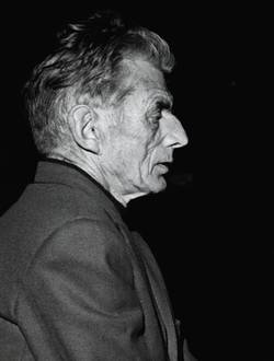 Samuel Beckett während der Regiearbeit für Das letzte Band;