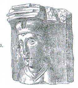 Konsole mit dem Kopf eines Mannes aus dem sog. Haus Blankenfelde, Spandauer Str. 49;