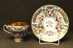 Tasse mit Unterschale, Deutsche Blumen und Golddekor;