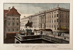 Vue du Cháteau du coté du Levant, avec une partie du grand pont et la Statue Equestre de Guillaume le Grand. [...]