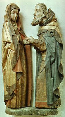 Begegnung an der Goldenen Pforte, Relief vom Hochaltar der Marienkirche in Berlin (?);