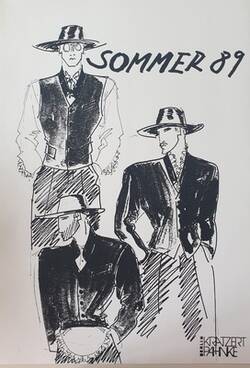 Werbung für die Sommer-Kollektion 1989 des Labels Kratzert & Pahnke Berlin