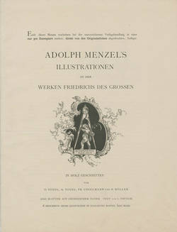 Verlagsanzeige zu "Adolph Menzel´s/ Illustrationen/ zu den/ Werken Friedrichs des Grossen. ..."