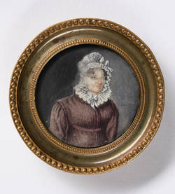 Porträtminiatur einer alten unbekannten Frau mit Rüschenhaube;