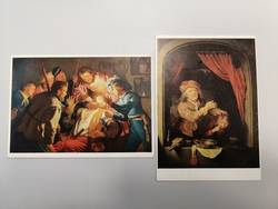 Zwei Postkarten mit Gemäldemotiven;