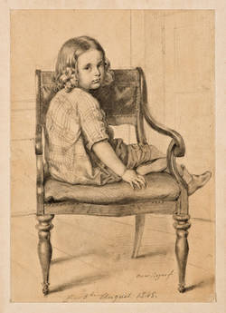 Porträt Carl Begas d. J. als Kind, auf einem Lehnstuhl sitzend 