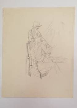 Bleistift-Mode-Skizzen,  Wulf Konrad Schwerdtfeger, zwei Damen mit Hut