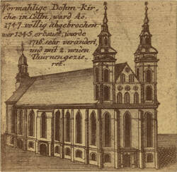 "Vormahlige Dohmkirche in Cölln ...". Reproduktion eines Kupferstichs