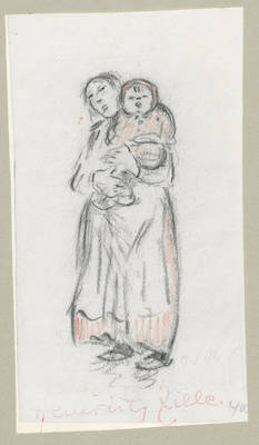 Frau mit Kind auf dem Arm;