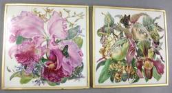 Zwei Bildplatten mit Orchideenblüten