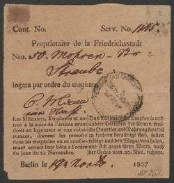 Ausweis für einquartierte französische Solaten in Berlin zur Entnahme von Nahrungsmitteln;