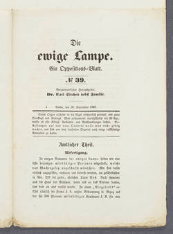 "Die ewige Lampe. - Ein Oppositions-Blatt - No. 39."