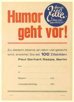 "Humor geht vor! Heinrich Zille "Das war sein Milljöh", veranstaltet von Paul Gerhard Raspe