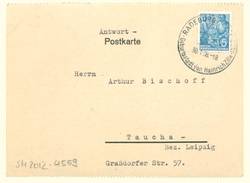 Maschinenschriftlich beschriebene Postkarte vom Heimatmuseum Radeburg an Arthur Bischoff betr. Bestätigung Radeburgs als Geburtsstadt Heirnich Zilles;