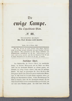 "Die ewige Lampe. - Ein Oppositions-Blatt - No. 41."