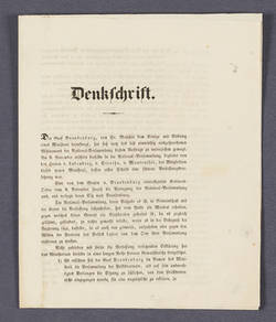 "Denkschrift" der Nationalversammlung bezüglich der Verfügung des Staatsministeriums unter dem Ministerpräsidenten Graf von Brandenburg