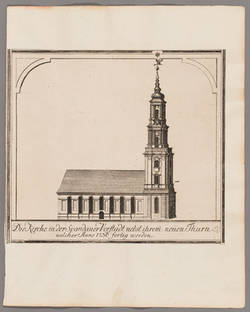 Die Kirche in der Spandauer Vorstadt nebst ihrem neuen Thurn (sic), /welcher Anno 1730 fertig worden. (Sophien-Kirche)