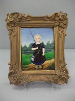 Bildplatte mit Rahmen, Kinderbildnis Oskar Kluge;