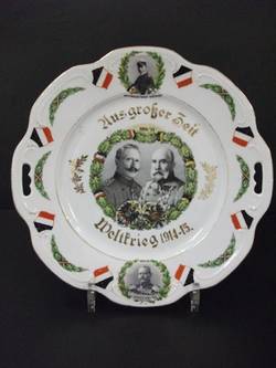 Kuchenschale, Doppelbildnis Kaiser Wilhelm II. und Kaiser Franz Joseph I.