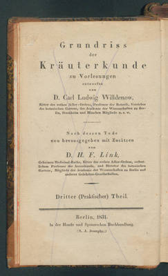 Handbuch zur Erkennung der nutzbarsten und...
2. Th.
(Willdenow, Carl Ludwig: Grundriss der Kräuterkunde... 3.(praktischer)Th.)