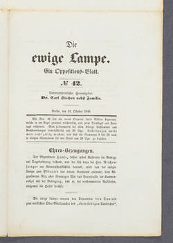 "Die ewige Lampe. - Ein Oppositions-Blatt - No. 42."